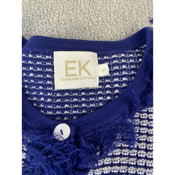 EK Edinburgh Knitwear Womens Cardigan Jacket Blue White Size Small - Picture 5 of 7